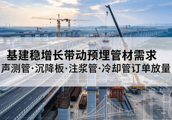 固镇基建稳增长带动预埋监测管材需求，声测管、沉降板、注浆管订单持续放量